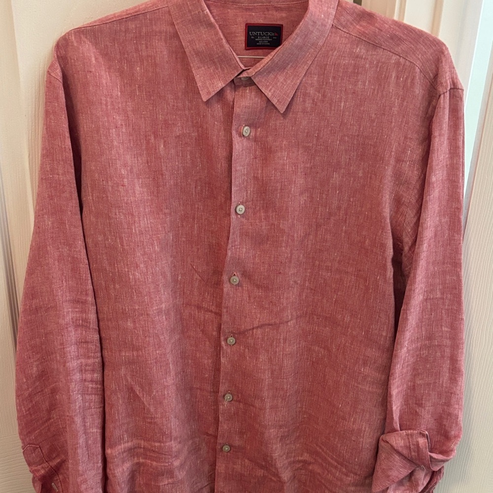 UNTUCKit Men's Linen Button-Down Shirt in Rose